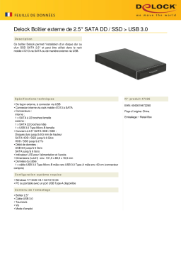 DeLOCK 47226 2.5″ External Enclosure SATA HDD / SSD > USB 3.0 Fiche technique