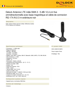 DeLOCK 12587 LTE Antenna SMA plug 3 - 5 dBi 12.4 cm fixed omnidirectional Fiche technique