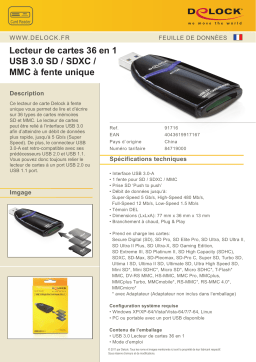 DeLOCK 91716 USB 3.0 SD / SDXC / MMC Single Slot Card Reader 36 in 1 Fiche technique