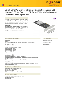 DeLOCK 89011 PCI Express x8 Card to 2 x external SuperSpeed USB 20 Gbps (USB 3.2 Gen 2x2) USB Type-C™ female Dual Channel - Low Profile Form Factor Fiche technique