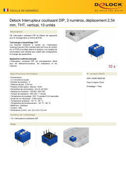 DeLOCK 66373 DIP sliding switch 3-digit 2.54 mm pitch THT vertical blue 10 pieces Fiche technique