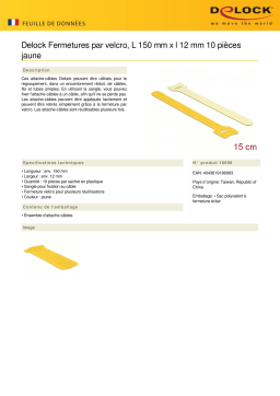 DeLOCK 18698 Hook-and-loop fasteners L 150 mm x W 12 mm 10 pieces yellow Fiche technique