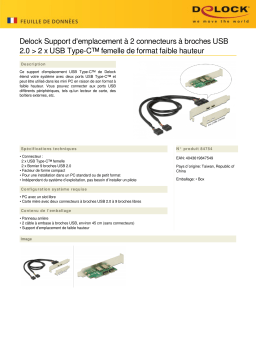 DeLOCK 84754 Slot Bracket 2 x USB 2.0 Pin Header > 2 x USB Type-C™ female Low Profile Form Factor Fiche technique