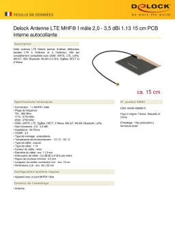 DeLOCK 88981 LTE Antenna MHF® I plug 2.0 - 3.5 dBi 1.13 15 cm PCB internal self adhesive Fiche technique