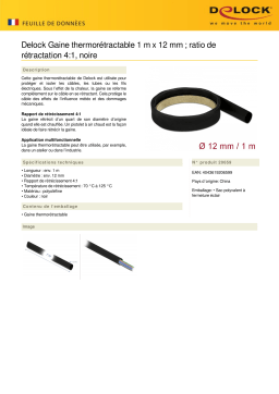 DeLOCK 20659 Heat Shrink Tube 1 m x 12 mm Shrinkage Ratio 4:1 black Fiche technique