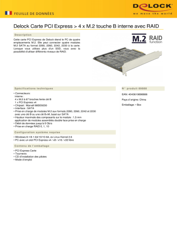 DeLOCK 89888 PCI Express Card > 4 x internal M.2 Key B Fiche technique | Fixfr