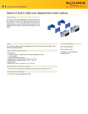 DeLOCK 66591 D-Sub 9 male Fiche technique | Fixfr