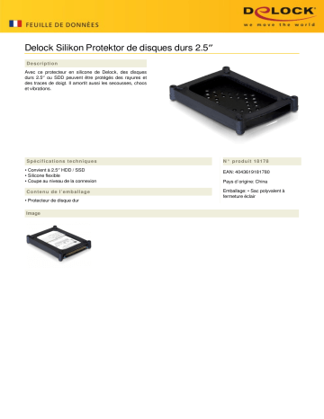 DeLOCK 18178 Silicone Protector for 2.5″ hard drives Fiche technique | Fixfr