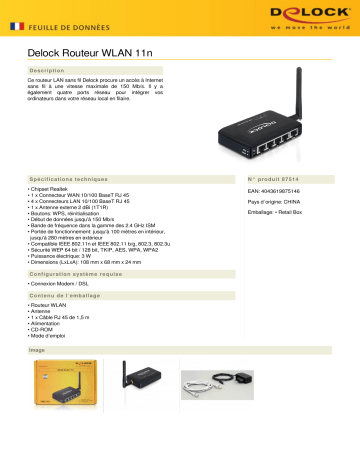 DeLOCK 87514 WLAN Router 11n Fiche technique | Fixfr