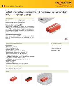 DeLOCK 66034 DIP sliding switch 8-digit 2.54 mm pitch THT vertical red 2 pieces Fiche technique