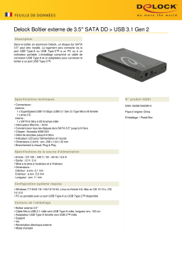 DeLOCK 42591 3.5″ External Enclosure SATA HDD > USB 3.1 Gen 2 Fiche technique