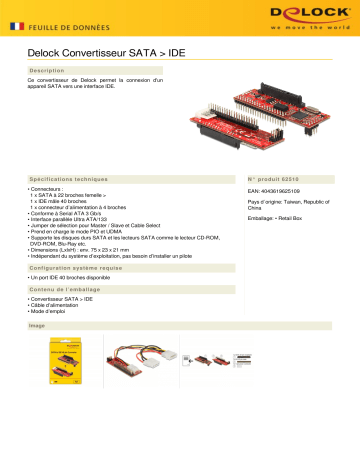 DeLOCK 62510 Converter SATA > IDE Fiche technique | Fixfr