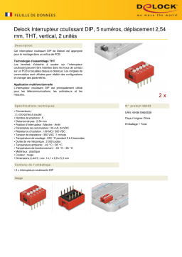 DeLOCK 66353 DIP sliding switch 5-digit 2.54 mm pitch THT vertical red 2 pieces Fiche technique