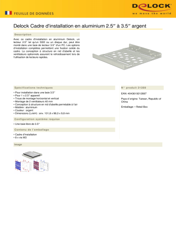 DeLOCK 21289 Aluminium installation frame 2.5″ to 3.5″ silver Fiche technique | Fixfr