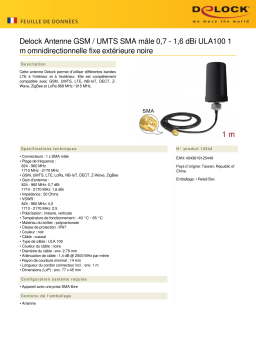 DeLOCK 12544 GSM / UMTS Antenna SMA plug 0.7 - 1.6 dBi ULA100 1 m omnidirectional fixed outdoor black Fiche technique
