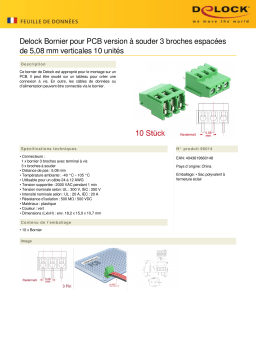 DeLOCK 66014 Terminal block for PCB soldering version 3 pin 5.08 mm pitch vertical 10 pieces Fiche technique