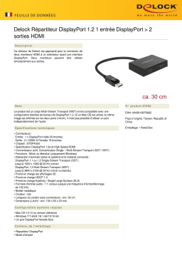 DeLOCK 87666 DisplayPort 1.2 Splitter 1 x DisplayPort in > 2 x HDMI out Fiche technique