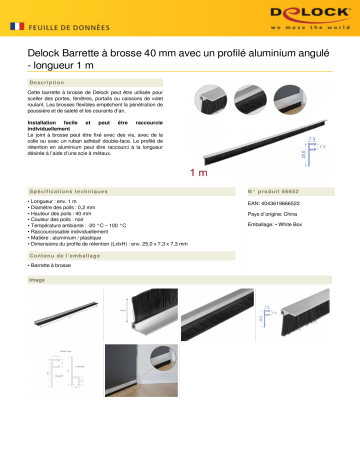 DeLOCK 66652 Brush strip 40 mm Fiche technique | Fixfr