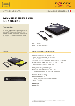 DeLOCK 42293 5.25 External Enclosure Slim IDE > USB 2.0 Fiche technique