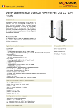 DeLOCK 87771 USB Docking Station Dual HDMI Full-HD / USB 3.2 / LAN / Audio  Fiche technique