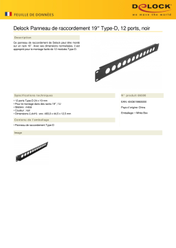 DeLOCK 86500 19″ D-Type Patch Panel 12 Port black Fiche technique