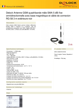 DeLOCK 12418 GSM Antenna quadband SMA plug 5 dBi fixed omnidirectional Fiche technique