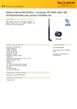 DeLOCK 88393 WLAN 802.11 ac/a/b/g/n Antenna RP-SMA plug 4 - 5 dBi omnidirectional Fiche technique