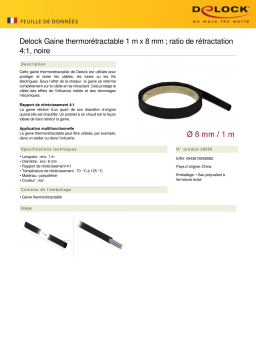 DeLOCK 20658 Heat Shrink Tube 1 m x 8 mm Shrinkage Ratio 4:1 black Fiche technique