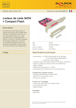 DeLOCK 91693 Card Reader SATA > Compact Flash Fiche technique