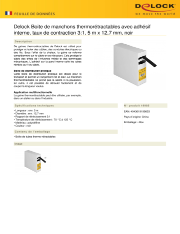 DeLOCK 19985 Heat shrink tube Box, Fiche technique | Fixfr