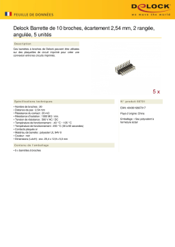 DeLOCK 66701 Pin header 10 pin, pitch 2.54 mm, 2-row, angled, 5 pieces Fiche technique