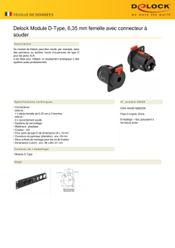 DeLOCK 86523 D-Type Module 6.35 mm jack to solder connector Fiche technique