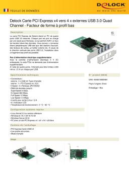 DeLOCK 89048 PCI Express x4 Card to 4 x external USB 3.0 Quad Channel - Low Profile Form Factor Fiche technique