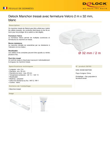 DeLOCK 20703 Braided Sleeve Fiche technique | Fixfr