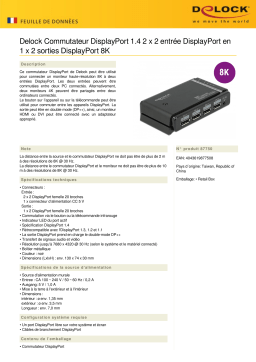 DeLOCK 87750 DisplayPort 1.4 Switch 2 x 2 DisplayPort in to 1 x 2 DisplayPort out 8K Fiche technique