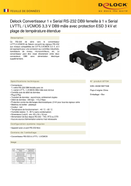 DeLOCK 87734 Converter 1 x Serial RS-232 DB9 female to 1 x Serial LVTTL / LVCMOS 3.3 V DB9 male Fiche technique