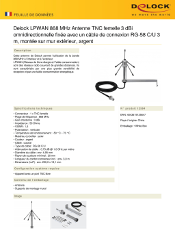 DeLOCK 12564 LPWAN 868 MHz Antenna TNC jack 3 dBi omnidirectional fixed Fiche technique