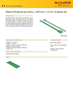 DeLOCK 18694 Hook-and-loop fasteners L 300 mm x W 12 mm 10 pieces green Fiche technique