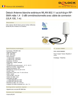 DeLOCK 88985 WLAN 802.11 ac/a/h/b/g/n Antenna RP-SMA plug 1.4 - 3 dBi omnidirectional Fiche technique