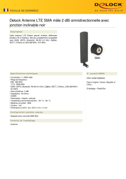 DeLOCK 89604 LTE Antenna SMA plug 2 dBi omnidirectional rotatable Fiche technique