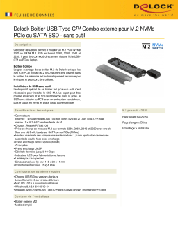 DeLOCK 42635 External USB Type-C™ Combo Enclosure for M.2 NVMe PCIe or SATA SSD - tool free Fiche technique