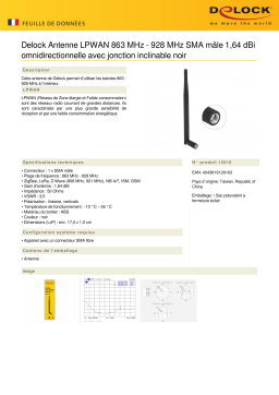 DeLOCK 12616 LPWAN 863 MHz - 928 MHz Antenna SMA plug 1.64 dBi omnidirectional Fiche technique