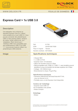 DeLOCK 61760 Express Card > 1x USB 3.0 Fiche technique
