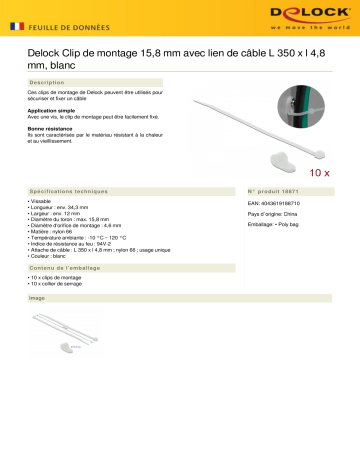 DeLOCK 18871 Mounting Clamp 15.8 mm Fiche technique | Fixfr