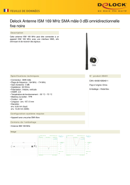 DeLOCK 89461 ISM 169 MHz Antenna SMA plug 0 dBi omnidirectional fixed black Fiche technique