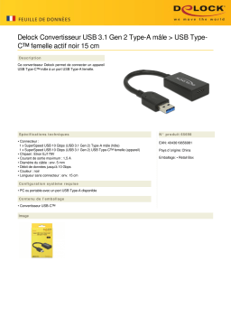 DeLOCK 65698 Converter USB 3.1 Gen 2 Type-A male > USB Type-C™ female Active black 15 cm Fiche technique