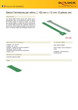 DeLOCK 18692 Hook-and-loop fasteners L 150 mm x W 12 mm 10 pieces green Fiche technique