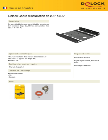 DeLOCK 18205 Installation frame 2.5″ to 3.5″ Fiche technique | Fixfr