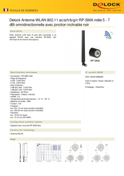 DeLOCK 88899 WLAN 802.11 ac/a/h/b/g/n Antenna RP-SMA plug 5 - 7 dBi omnidirectional Fiche technique