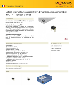 DeLOCK 66104 DIP sliding switch 2-digit 2.54 mm pitch THT vertical black 2 pieces Fiche technique